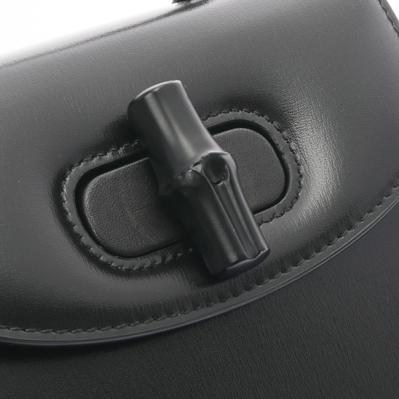 Gucci Bamboo Top Handle Black Calfskin Bag - Picture 8 of 9